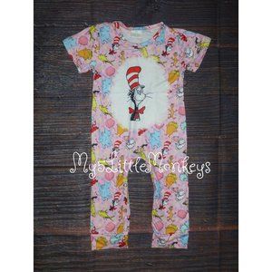 Boutique Baby Girls Dr Seuss Cat in the Hat Romper Jumpsuit